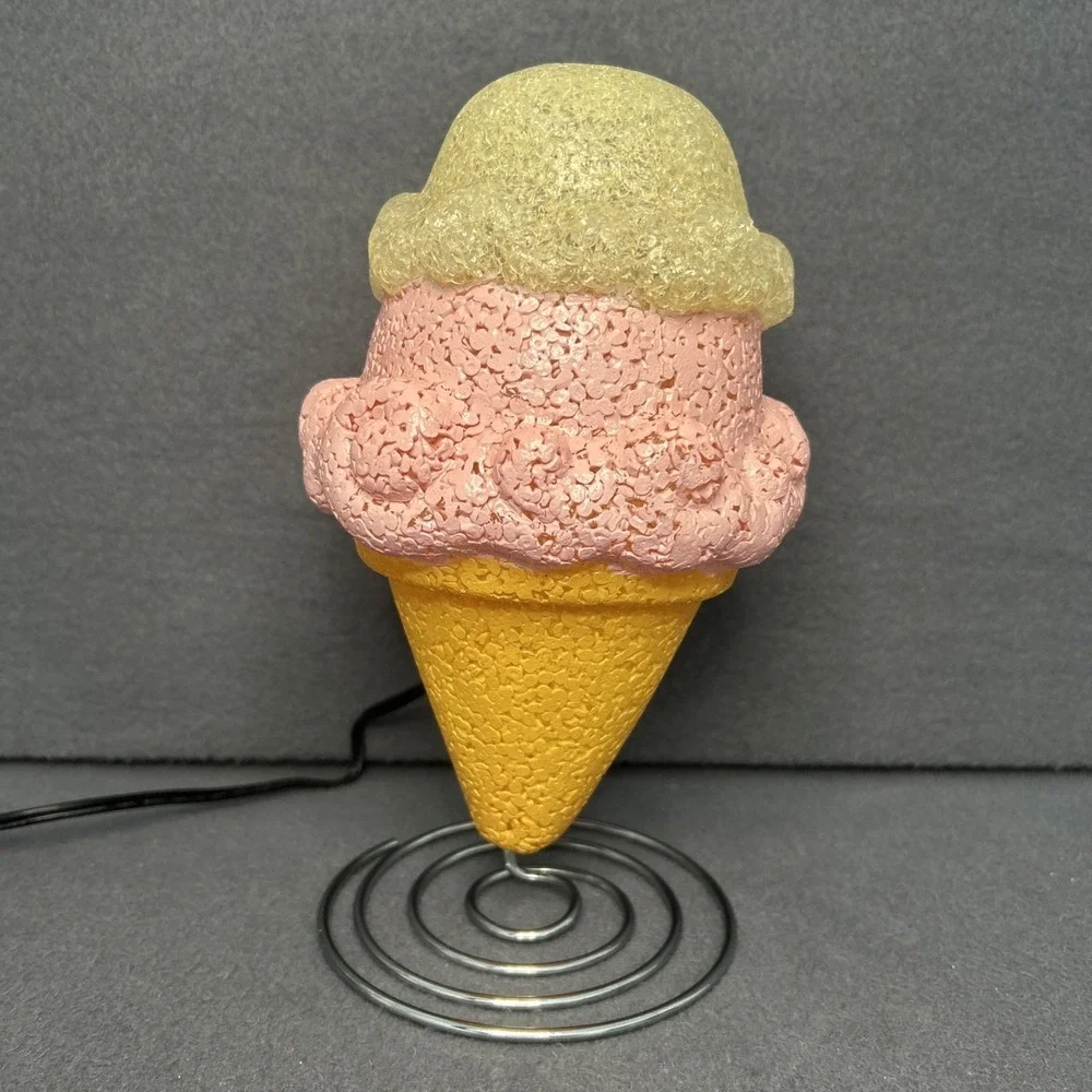 2-Scoop Ice Cream‎ Cone Desk Lamp – Vintage-Inspired Melted Popcorn Style, 2018